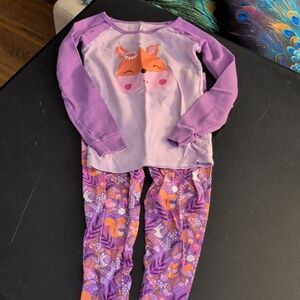 Pj Place Sz 5T Lavender and Purple Kids Pajama Set with Fox Design